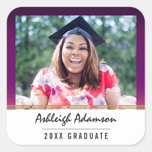 Multicolor Purple Yellow Ombre  Graduation Party Square Sticker