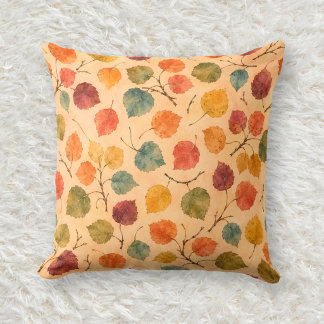 Multicolor Quaking Aspen Mosaic Watercolor Pattern Throw Pillow