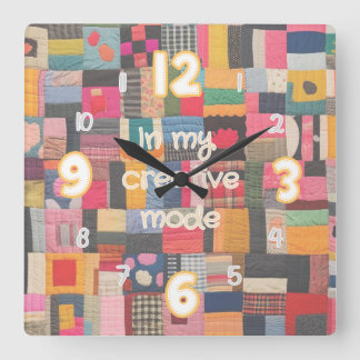 multicolor quilted-styled wall clock