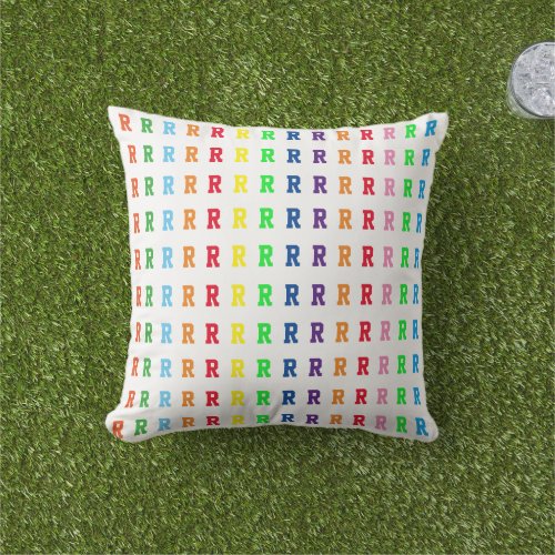 Multicolor R custom Initial Pattern Throw Pillow