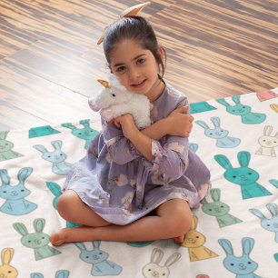 Multicolor Rabbit Cartoon Baby Blanket
