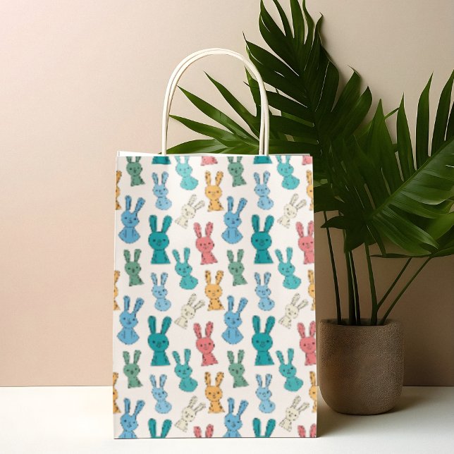 Multicolor Rabbit Cartoon Medium Gift Bag (gift bag, birthday surprise gift bag, teddy bear gift bag, wine gift bag, travel bag, use and throw )