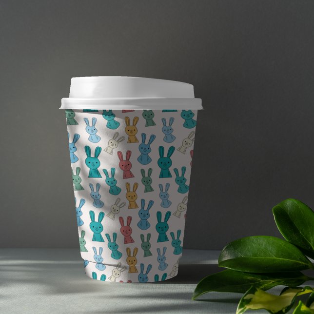 Multicolor Rabbit Cartoon Paper Cups (Multicolor rabbit kids,adult party stationery, birthday party use and throw paper cups)