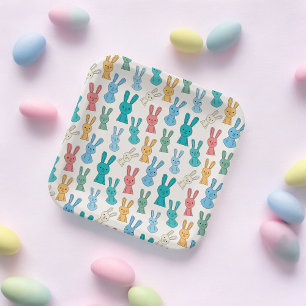 Multicolor Rabbit Cartoon Paper Plates
