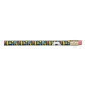 Multicolor Race Cars on Black Personalized Pencil (Rotated 270)