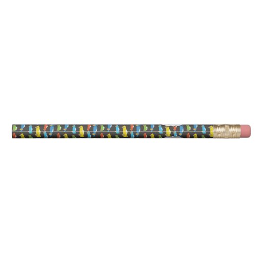 Multicolor Race Cars on Black Personalized Pencil (Back)