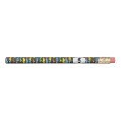 Multicolor Race Cars on Black Personalized Pencil (Front)