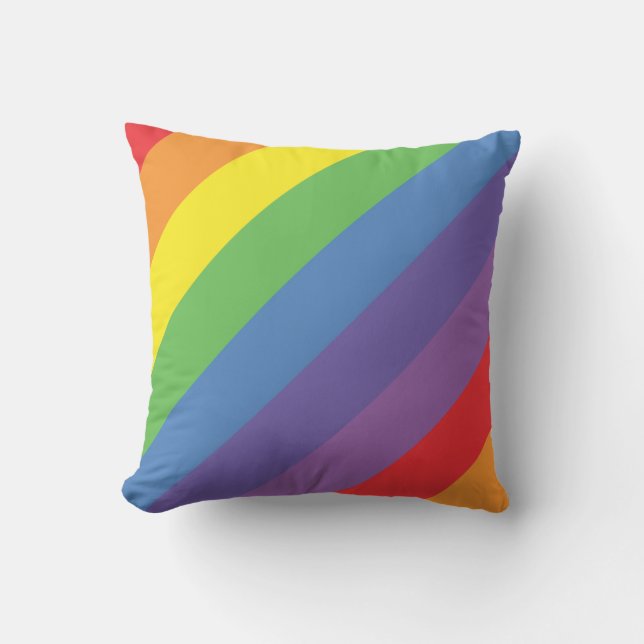 Multicolor Rainbow Stripes Colorful Modern Outdoor Pillow (Front)