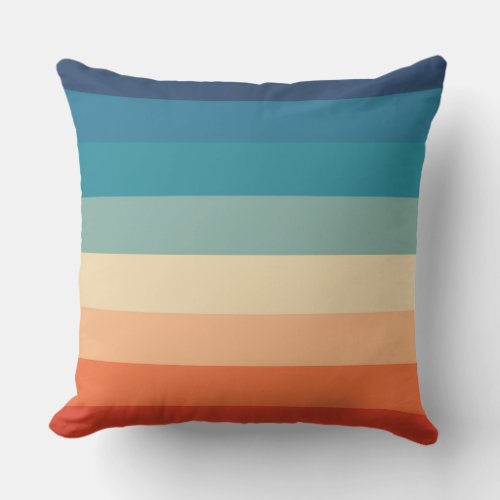 Multicolor rainbow stripes throw pillow