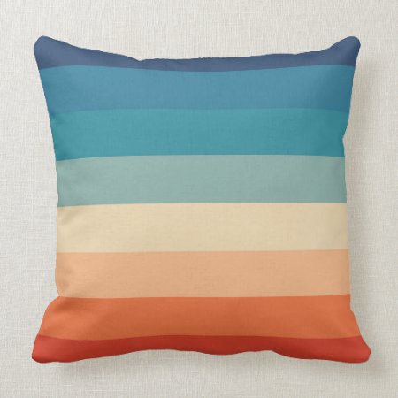 Multicolor Rainbow Stripes Throw Pillow