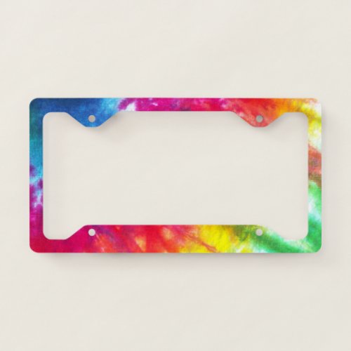 Multicolor Rainbow Tie_Dye License Plate Frame