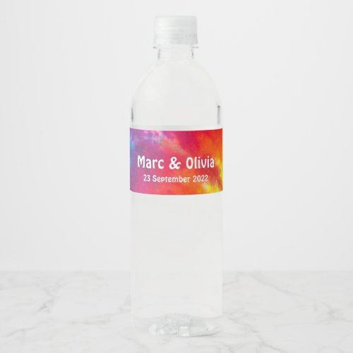 Multicolor Rainbow Tie_Dye Pacifier Water Bottle Label