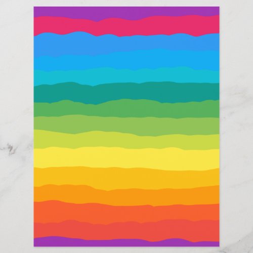 Multicolor Rainbow Wiggly Stripes Scrapbook Paper