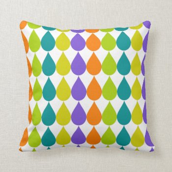 Multicolor Raindrops3 Graphic Throw Pillow by JoLinus at Zazzle