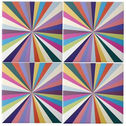 Multicolor Rays Summer Ceramic Tile