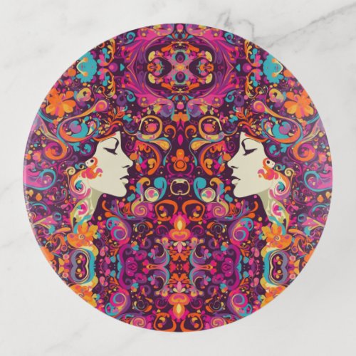 Multicolor Retro Hippie Boho style   Trinket Tray