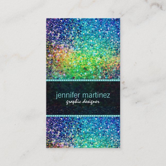 Multicolor Retro Sparkles & Glitter Pattern Business Card (Front)