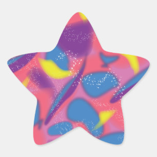 Multicolor Retro Star Sticker