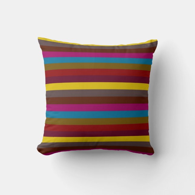 Multicolor Retro Stripes Pattern Throw Pillow (Front)