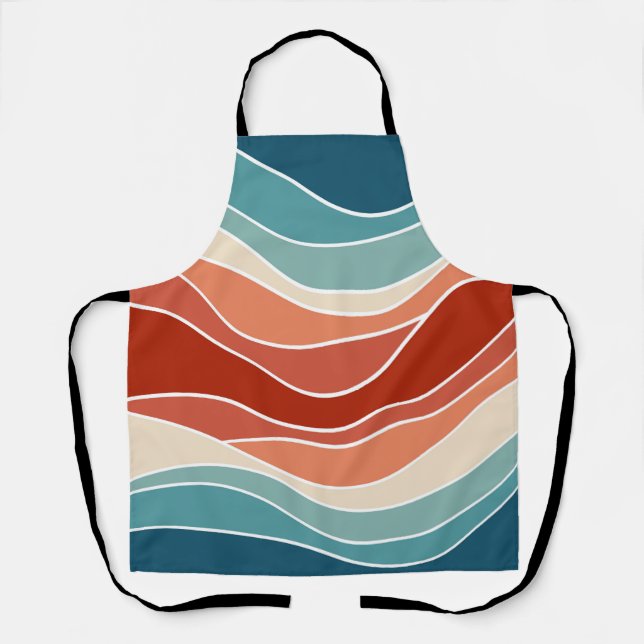 Multicolor retro style waves apron (Front)