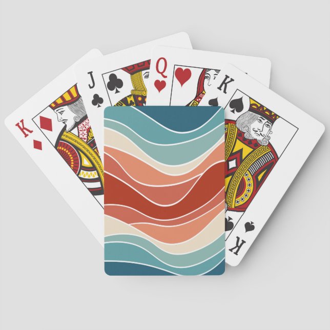 Multicolor retro style waves poker cards (Back)