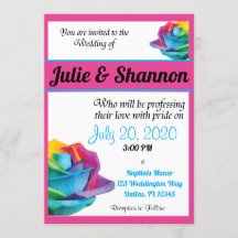 Multicolor Roses LGBT wedding invitation