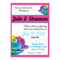 Multicolor Roses LGBT wedding invitation
