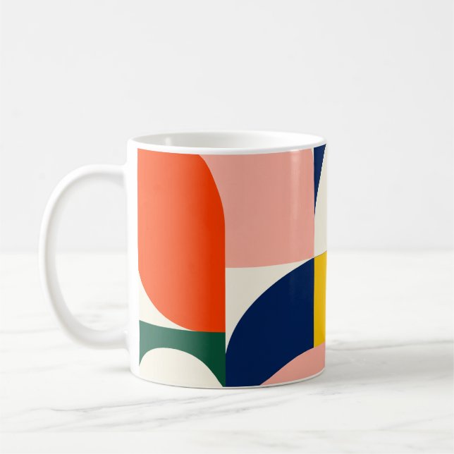 Multicolor Rounded Geometric Composition Coffee Mug (Left)