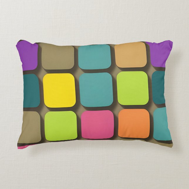 Multicolor Rounded Square Geometric Modern Accent Pillow (Front)
