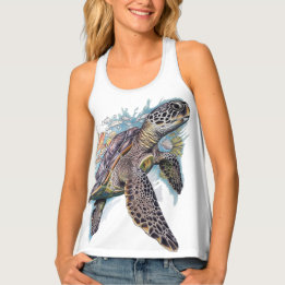 Multicolor sea turtle tank top