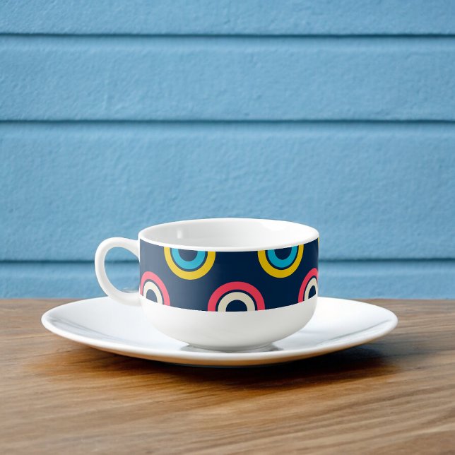 Multicolor semi-circle Pattern Soup Mug (Soup Mug)