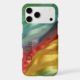 Multicolor Silk Fabric Photo with Name iPhone 17 Pro Max Case