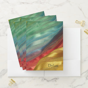 Multicolor Silk Fabric Photo with Name Pocket Folder
