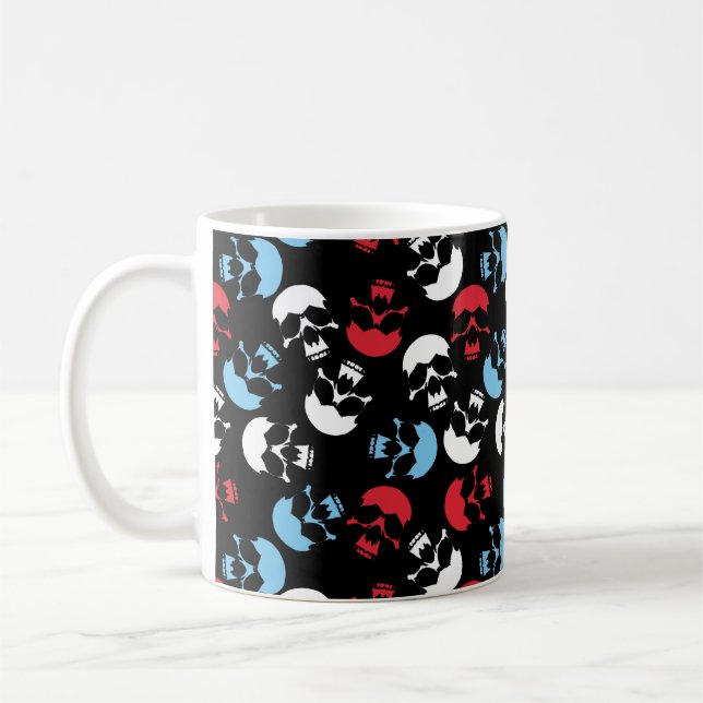 Multicolor Skull Pattern Coffee Mug (Left)
