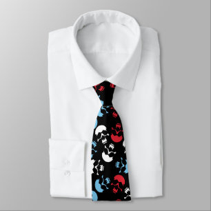 Multicolor Skull Pattern Neck Tie