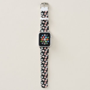 Multicolor skulls on black apple watch band