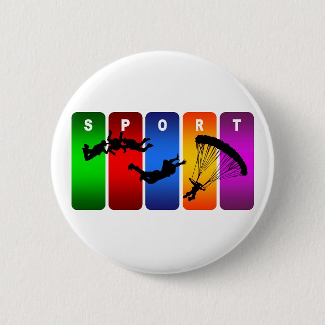 Multicolor Skydiving Emblem Pinback Button (Front)