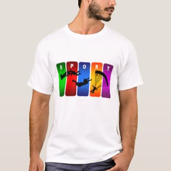 Multicolor Skydiving Emblem T-shirt by TheArtOfPamela at Zazzle
