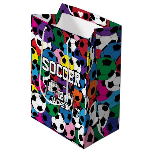 Multicolor Soccer Ball Collage Medium Gift Bag
