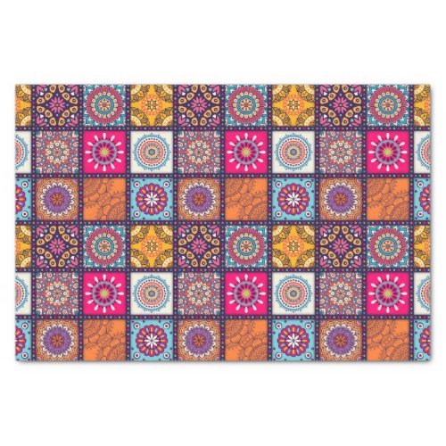 Multicolor spiritual mandala floral tiled pattern tissue paper