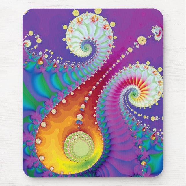 Multicolor Spring Spiral Fractal Mouse Pad (Front)