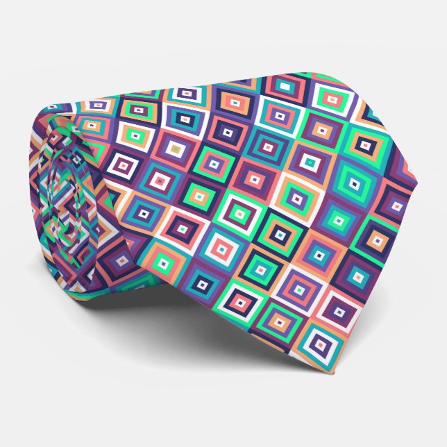 multicolor square geometric pattern neck tie (Rolled)
