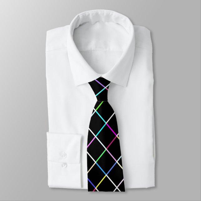 Multicolor Square Lined Pattern Neck Tie (Tied)
