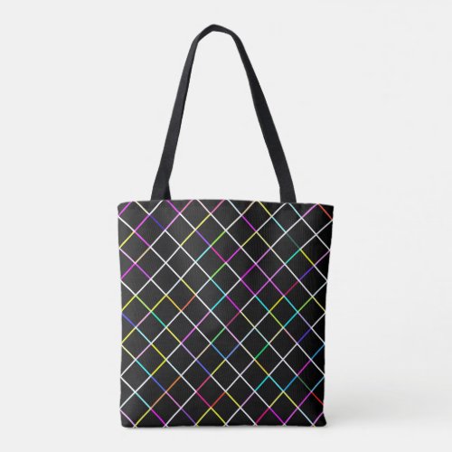 Multicolor Square Lined Pattern Tote Bag