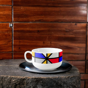 Multicolor Squares Geometric Pattern Soup Mug
