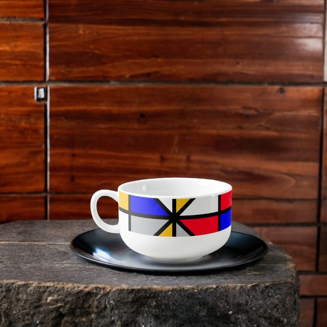 Multicolor Squares Geometric Pattern Soup Mug (Soup Mug)