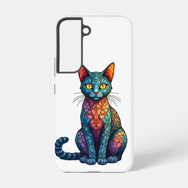 Multicolor Stained Glass Cat 784 Samsung Galaxy Case (Back)