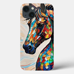 Multicolor Stained Glass Mosaic Horse 15 iPhone 13 Case