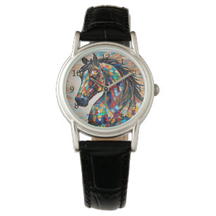 Multicolor Stained Glass Mosaic Horse 15 Watch