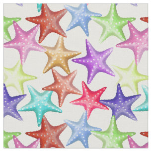 Multicolor Starfish Nautical Summer Beach Fabric